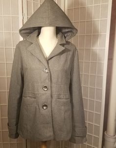 Gray wool hooded jacket